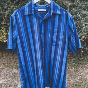 Havanera blue stripe open collar shirt